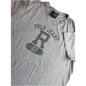 VTG Y2K 90s Ralph Lauren Polo Jeans Co. Spell Out T Shirt  Grey Men's LARGE